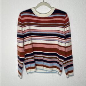 Caslon Striped Crewneck Sweater in Red, Blue, and White Fall Neutral Size small